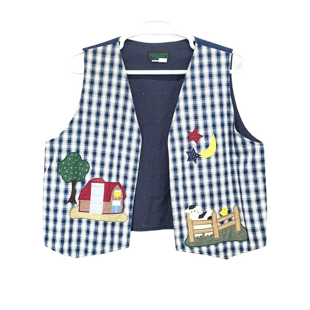 Vintage Foxwood Fashions Women's Cotton Farm Scene Amish Cottage Core Vest XL‎